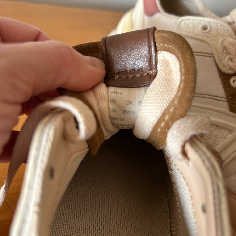 Coach G3013 Sneakers Size 7.5B Women’s Leather Pink Brown Cream - Picture 7 of 8